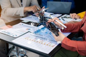 Project manager working and update tasks with milestones progress planning and professional investor working new start up project in the office