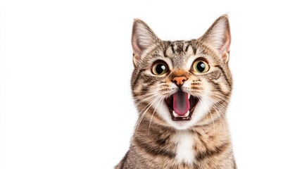 Fototapeta premium Crazy surprised cat pets close-up.AI generated image