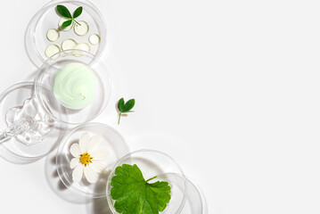 Beauty product sample with plants