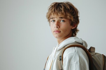 A young man with a backpack
