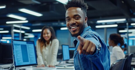 Laptop, success, or happy employee fist bump on office desk. Support, mission or woman celebrating a joint achievement, teamwork, or partnership growth.