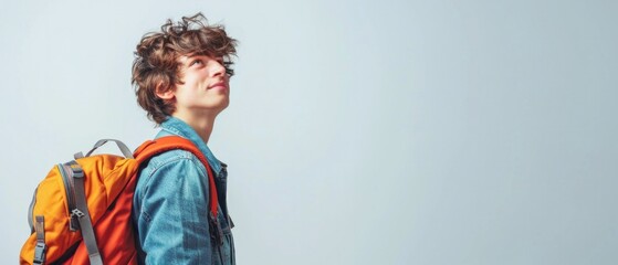 Fototapeta premium A young man wearing a blue jacket