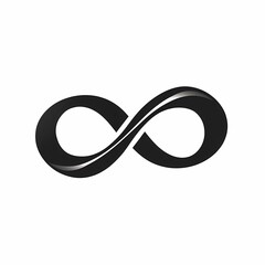 Black and White Infinity Symbol with a Curved Line
