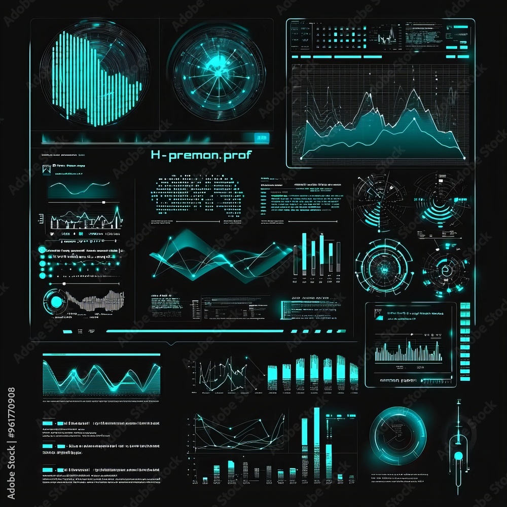 Aufkleber A collection of high-technology futuristic user elements for UI, UX, GUI projects. HRUD, UI, VR. Graphic set of circles, charts, frames, audio waves, arrows, and titles.