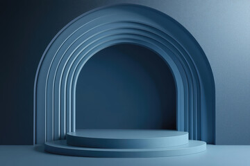 Fototapeta premium Minimalist Blue Archway: A Stage for Your Product