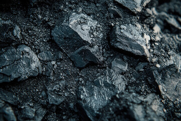 Fototapeta premium A Close-Up Look at the Rough Texture of Coal: Dark, Mysterious, and Full of Potential.
