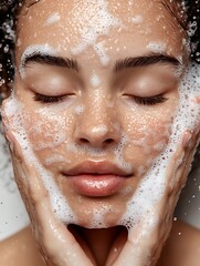 A Refreshing Cleansing Experience with Bubbles and Radiant Skin