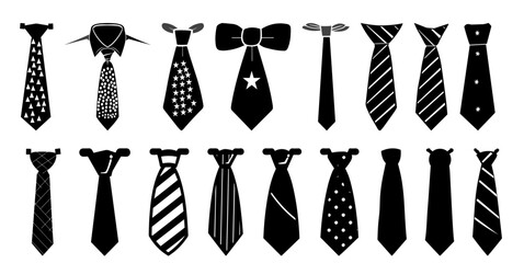 Tie icon silhouette, Elegant tie icon set. Simple set of elegant tie, Tie Icon in trendy flat style isolated vector