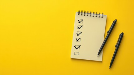 An important checklist for a business, such as a shopping list or project priority task list. Black...