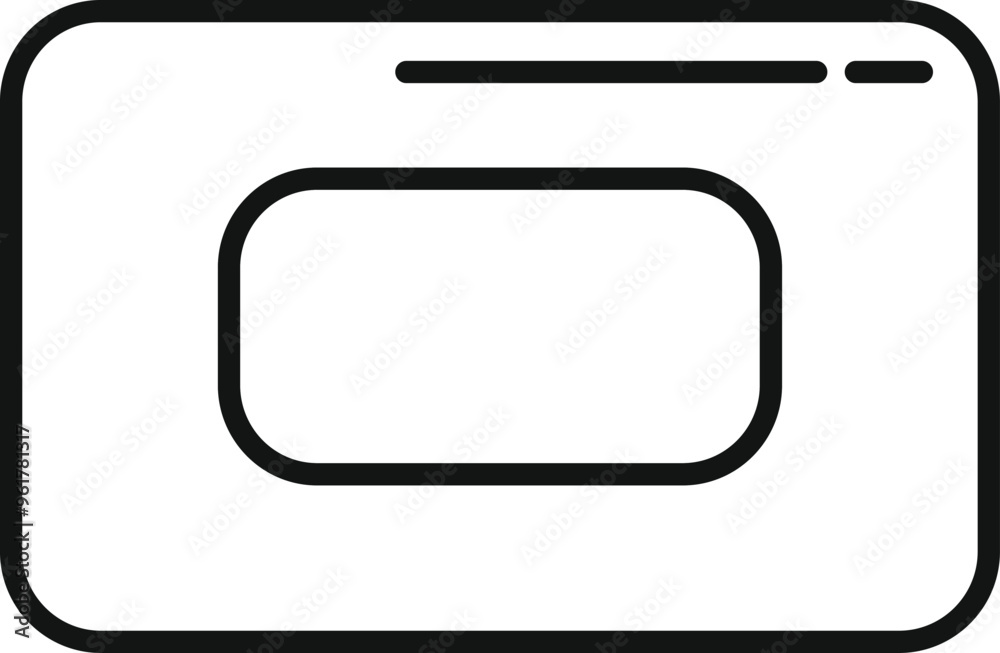 Poster simple line icon of a browser window with rounded corners showing a blank page