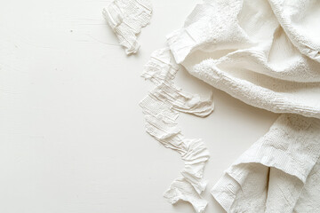 A Symphony of White: Crumpled Paper Towels on a Blank Canvas