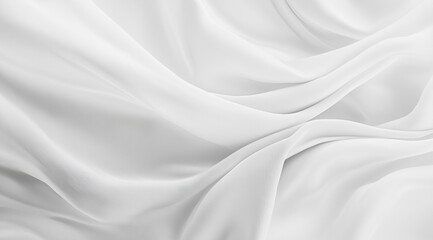 Fototapeta premium Luxurious folds of white silk fabric creating a soft and elegant texture. 