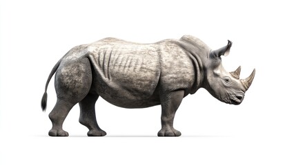Obraz premium huge rhino animal isolated on transparent background AI generated