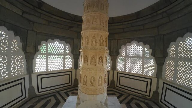 Kirti Stambh (tower of fame) ,   A Symbol of the Digambar Jain Community at  Digambar Jain Nasiyan, Jaipur 