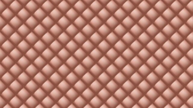 Upholstery quilted background animation. Quilted stitched background pattern. Brown leather texture sofa backdrop. 4K seamless loop animation