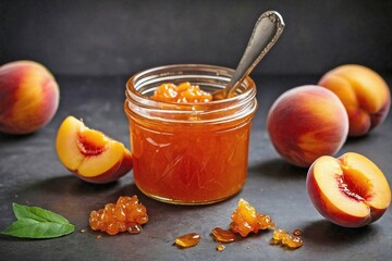 Peach Jam: A single small jar of peach jam