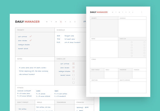 Daily Planner With Multiple Fields