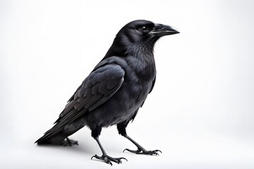 Carrion crow bird on white background, AI Generated