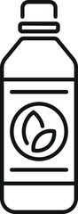 Simple vector icon of a bottle with a leaf logo, perfect for representing natural and herbal tea products