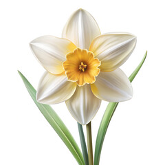 Fototapeta premium Narcissus. Single flower on white background, isolated
