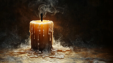 An extinguished burned out candle 
