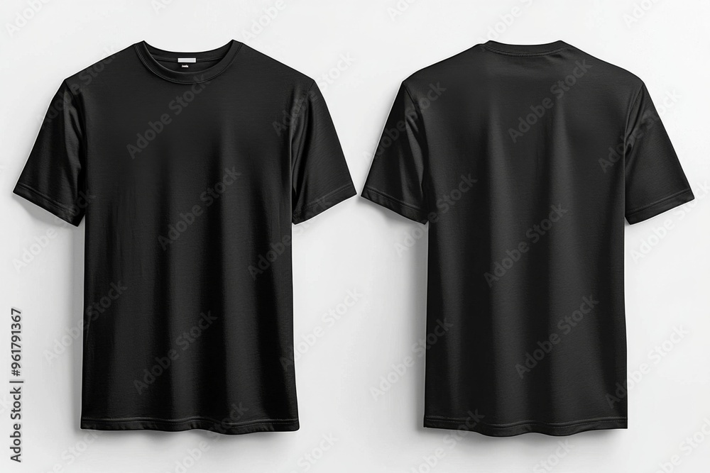 Sticker Black Tshirt Mockup Front and Back Isolated created with Generative AI