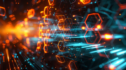 Obraz premium A hexagonal speed pattern of high tech communication networks as a background image