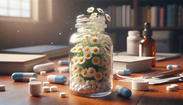 flores de manzanilla en botellado