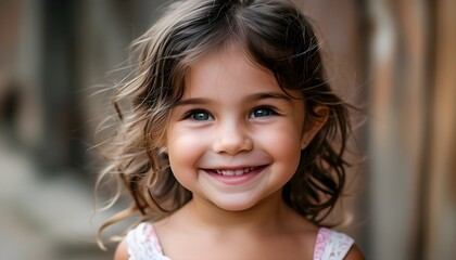 Joyful smile of a little girl radiating happiness