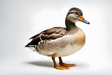 Obraz premium Crested duck bird on white background, AI Generated