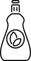 Simple line icon representing a dishwashing liquid bottle with a plant based formula, for eco friendly cleaning