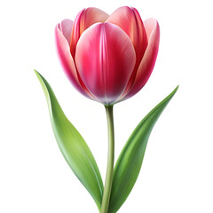 Naklejka premium Pink Tulip. Single flower on white background, isolated
