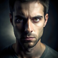 Obraz premium close-up portrait of young man with serious expression