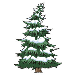 Coniferous tree vintage sticker colorful