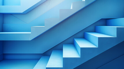 Geometric blue stairs in paper cut style, Squid game,photostock style