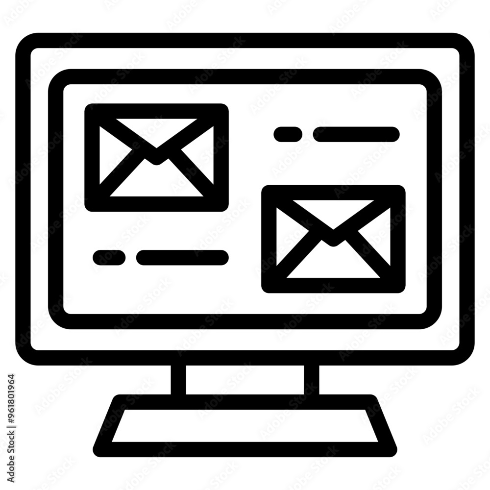 Fototapete new email notification icon with one e-mail message on computer pc