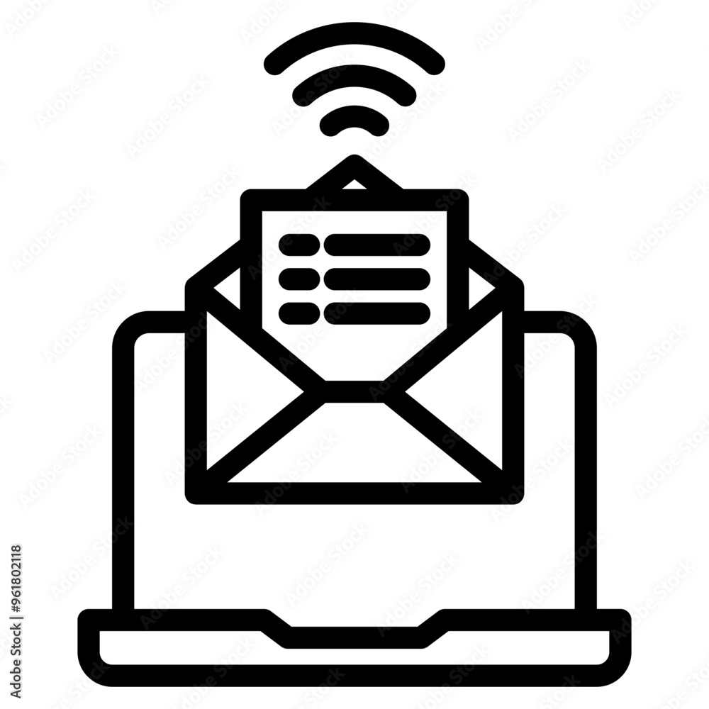 Fototapete new email notification icon with one e-mail message on computer pc