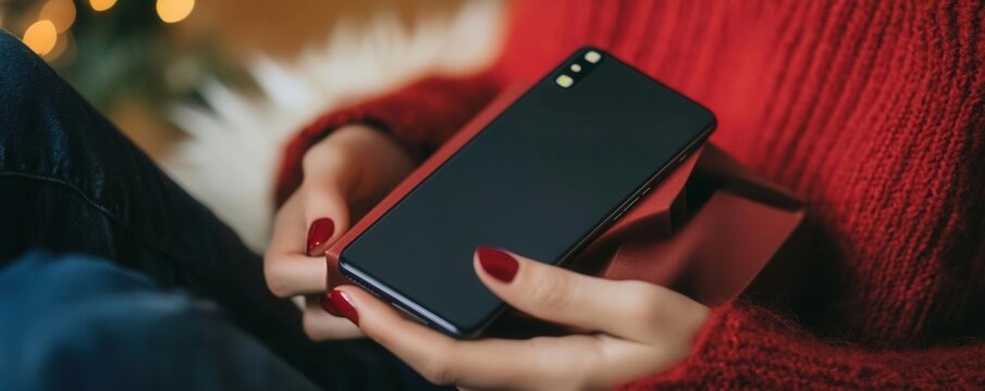 A person unboxing a new smartphone on Cyber Monday.