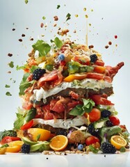 salad with fruit, cheese and other toppings