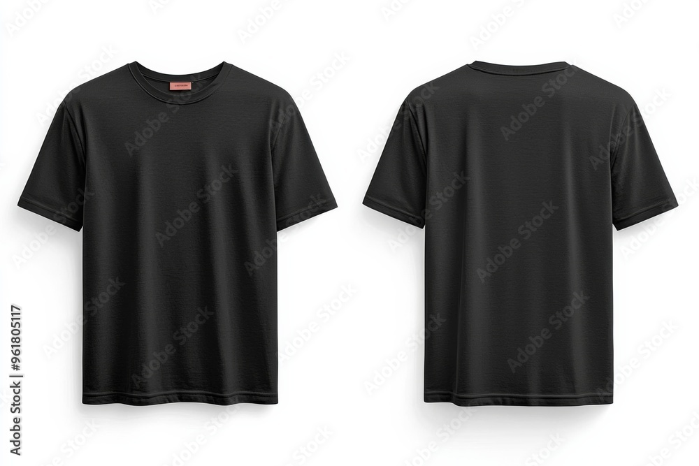 Canvas Prints Black Tshirt Mockup Front and Back Isolated created with Generative AI