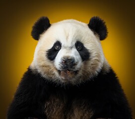 Obraz premium panda bear with yellow background