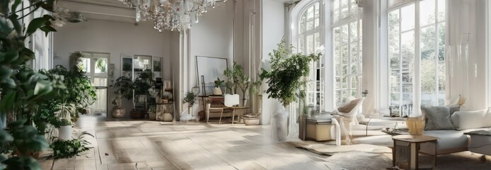 living room with lot plants