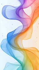 Fototapeta premium Abstract Rainbow-Colored Wavy Lines with Scattered Circles