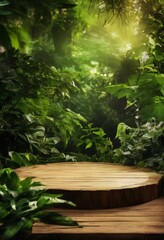Obraz premium wooden table in the middle forest