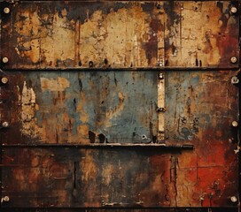 rusted metal door with bunch screws