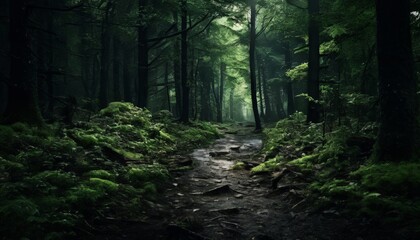 Fototapeta premium path through forest with lots trees