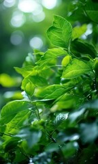 Obraz premium green leaves in the sunlight
