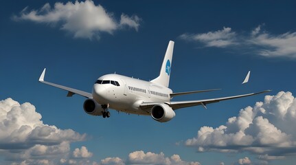 Obraz premium white airplane on a blue.generative.ai