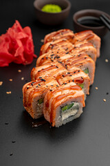 Fried roll with salmon and Philadelphia cheese