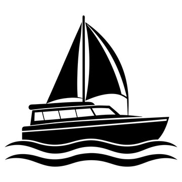 recommend clip art: Catamaran on sea silhouette vector illustration on white background 